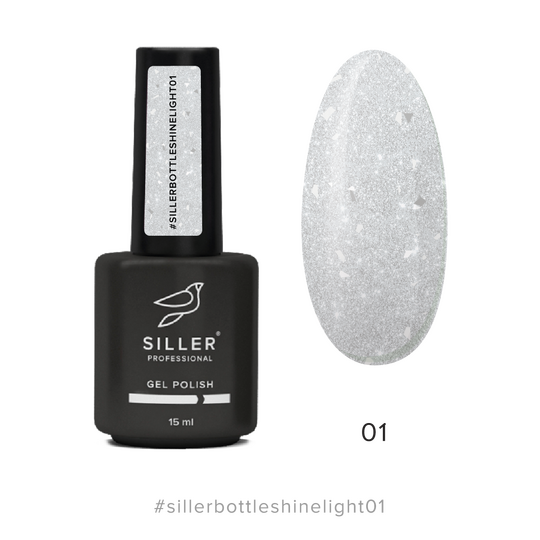 SILLER Bottle Shine Light Gel №1, 15 ml, гель твердий з поталлю, світловідбиваючий