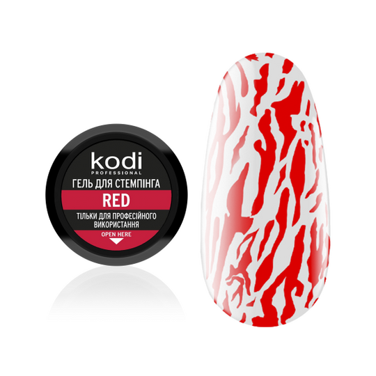 KODI Stamping Gel Red, червоний, 4 ml, гель для стемпінгу