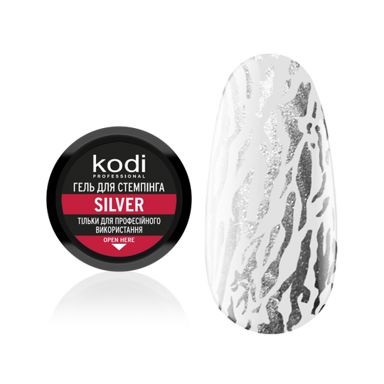 KODI Stamping Gel Silver, срібний , 4 ml, гель для стемпінгу