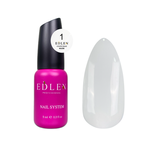 EDLEN. Cover base NUDE #01, White, 9 ml, щільний молочно-білий