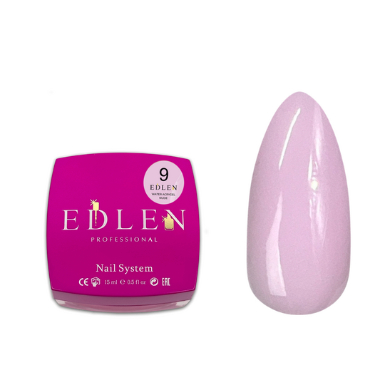 EDLEN Water Acrygel NUDE №09, 15 ml, рідкий гель, ніжно-рожевий