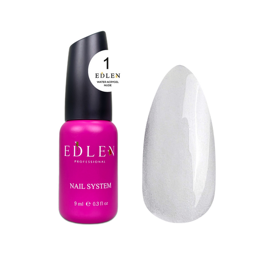 EDLEN. Water Acrygel, NUDE #01, Clear, 9 ml, рідкий гель, прозорий