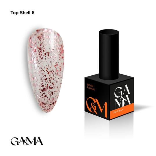 GA&MA. Shell Top #006, 10 ml, топ з рожевою фольгою