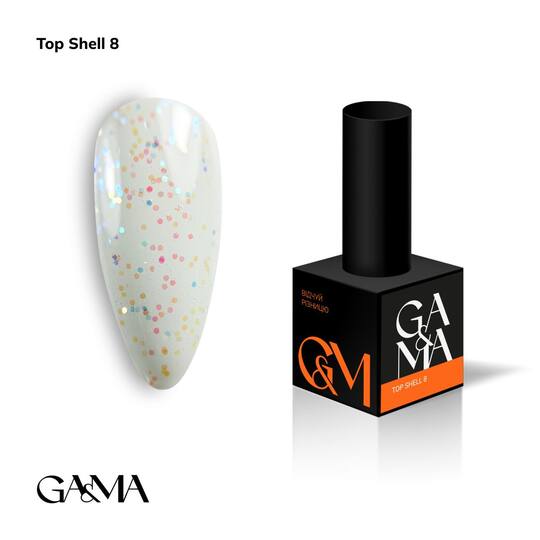 GA&MA. Shell Top #008, 10 ml, топ з різнокольоровими шестикутниками