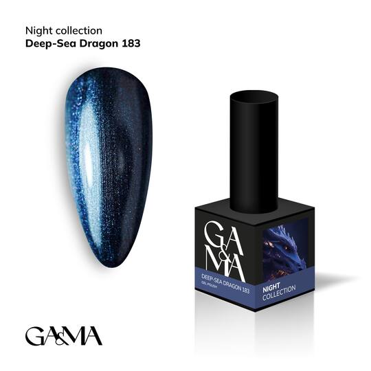 GA&MA. Gel polish #183 DEEP-SEA DRAGON, 10 ml, гель-лак, темно-синій з шимером