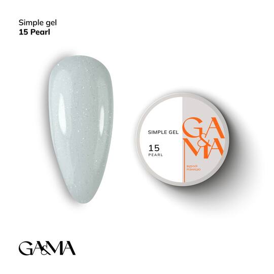 GA&MA. Simple builder gel #15 Pearl, 15 ml, гель без опилу, перлинний