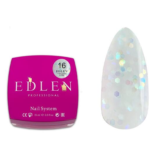 EDLEN Water Acrygel GLITTER №16, 15 ml, рідкий гель