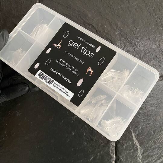 NOTD. Gel Tips, Almond, 500 pcs, Гелеві тіпси для нарощування, мигдаль, 500 шт