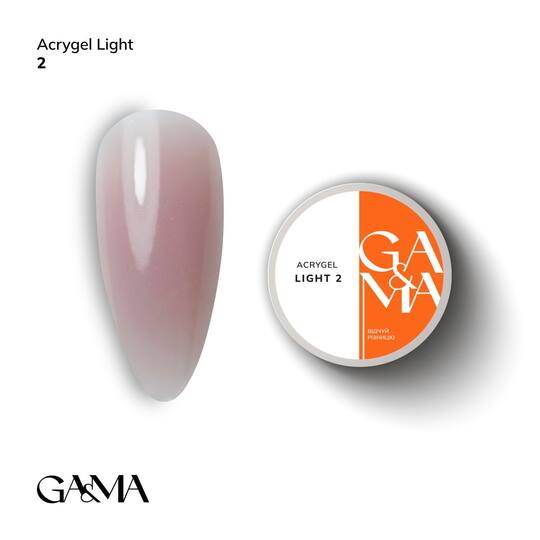 GA&MA. Acrygel LIGHT #002 Beige, бежевий напівпрозорий, 30 ml