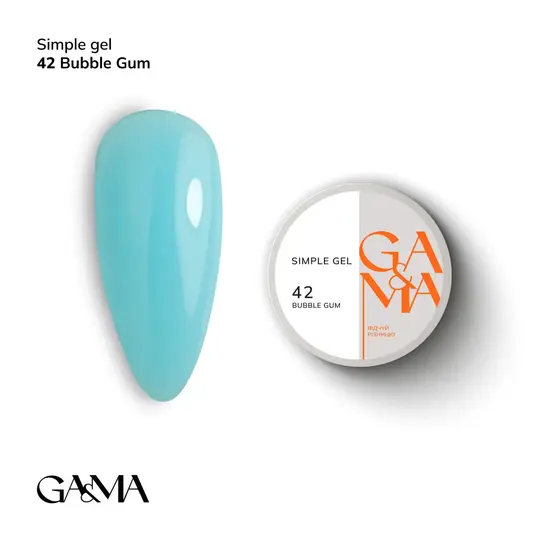 GA&MA. Simple builder gel #42 Bubble Gum, 15 ml, гель без опилу