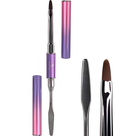 DNKa’ Polygel Brush #0004, Пензлик двосторонній для полігелю зі шпателем