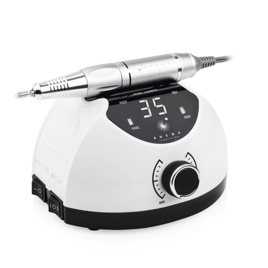 BUCOS. Nail drill "BUCOS X4 PRO", WHITE PEARL, 65W. Фрезер + 6 покращених фрез, 35 тисяч оборотів, реверс