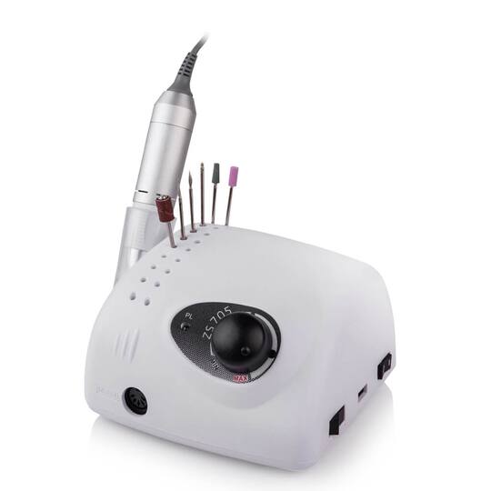 BUCOS. Nail drill "Bucos ZS-705", white, 65W. Фрезер + 6 покращених фрез, 35 тисяч оборотів, реверс, білий корпус