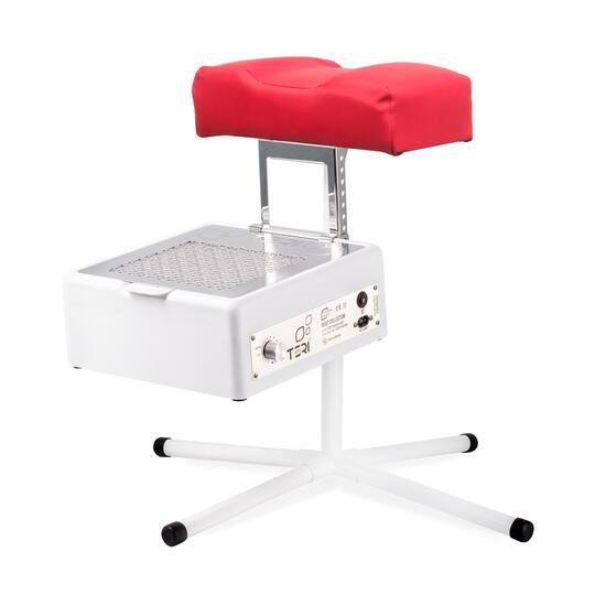 Teri. Pedicure stand for nail dust collector, red. Педикюрна підставка для настільних витяжок з червоним верхом (під замовлення)