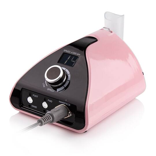 BUCOS. Nail drill "Bucos ZS-711", pink, 65W. Фрезер + 6 покращених фрез, 35 тисяч оборотів, реверс,  рожевий корпус