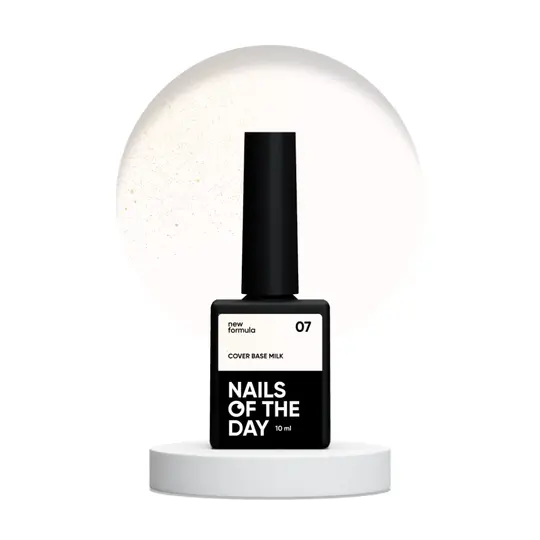NOTD. Cover Base Milk with silver shimmer #07, NEW Formula, 10 ml, молочна база з золотим шимером