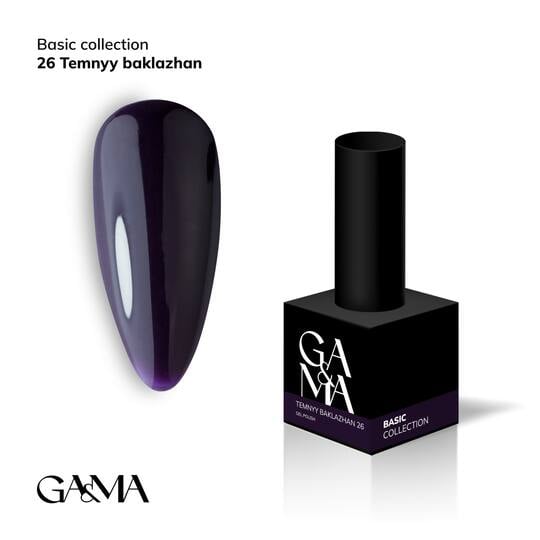 GA&MA. Gel polish #26 DARK EGGPLANT, 10 ml, гель-лак, темний баклажан