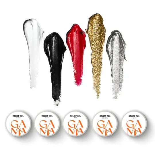GA&MA. SET, Relief Gel, Classic Collection, 5 pcs * 5 g. Набір Рельєф гелів, класична колекція