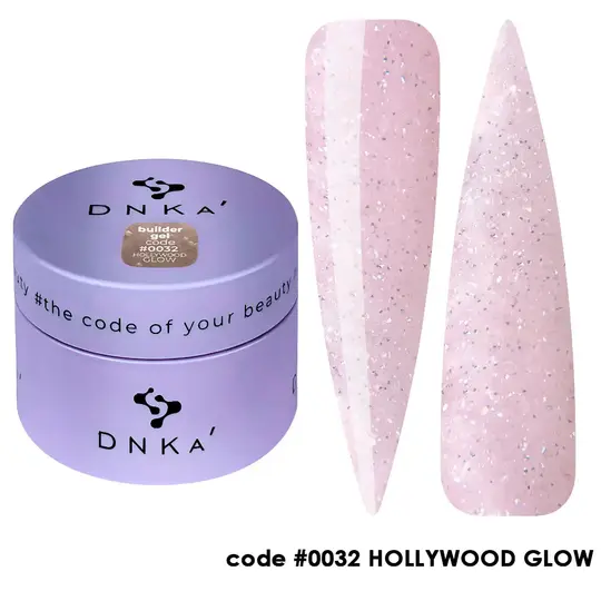 DNKa’. Builder Gel Hollywood #0032, 30 ml, світловідбиваючий гель для моделювання