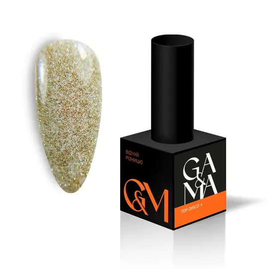 GA&MA. DISCO SHINE TOP #004, 10 ml, Топ світловідбиваючий, золото