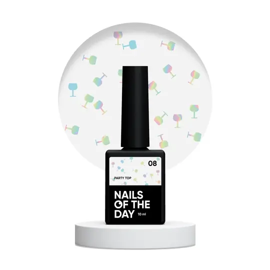 NOTD. "Party" Top #08, 10 ml, топ з з голографічними бокалами