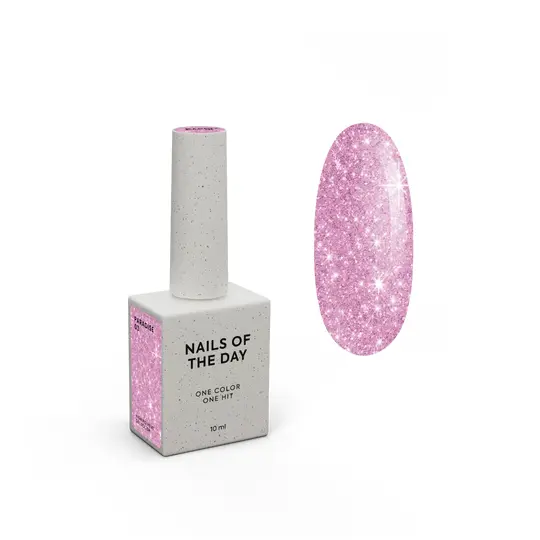 NOTD. Gel Polish, Let's special, PARADISE #03, 10 ml, гель-лак яскраво-рожевий з блискітками