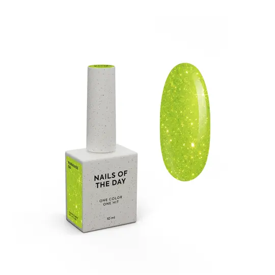 NOTD. Gel Polish, Let's special, PARADISE #06, 10 ml, гель-лак неоново-зелений з блискітками