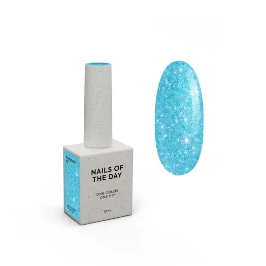 NOTD. Gel Polish, Let's special, PARADISE #07, 10 ml, гель-лак неоново-бірюзовий з блискітками