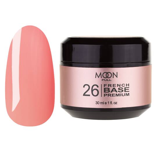 MOON FULL. Cover Base, French Premium #26, 30 ml. Кольорова база, темно-рожева