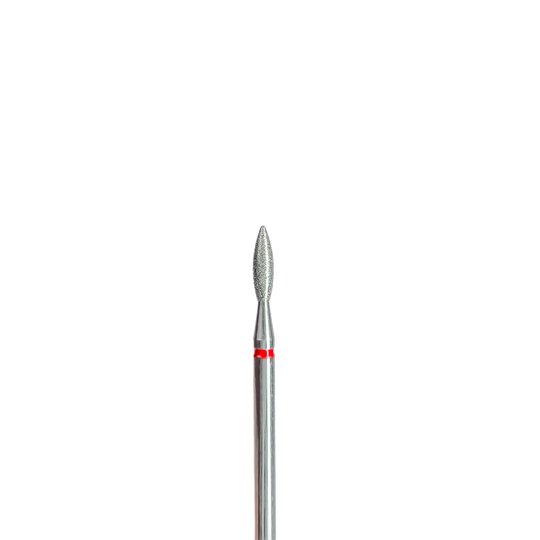 EDLEN. Diamond nail bit, flame, red, point end, Ø 2.3 mm. Фреза алмазна "Полум'я" червона, загострена