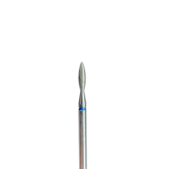 EDLEN. Diamond nail bit, flame, blue, point end, Ø 2.1 mm. Фреза алмазна "Полум'я" синя, загострена