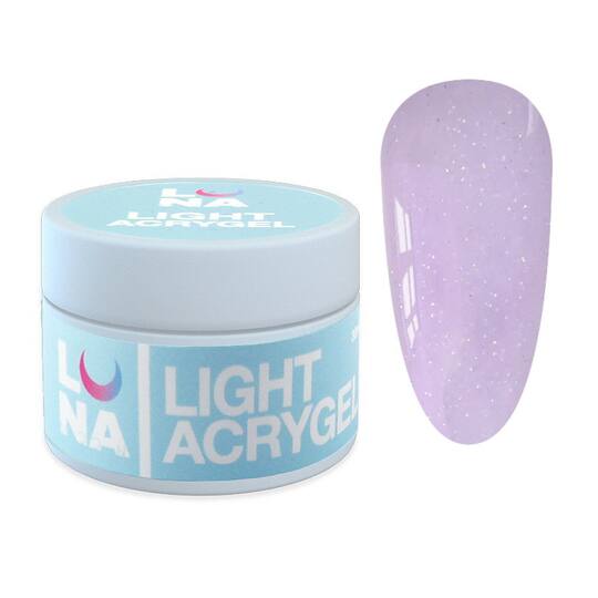 LUNAmoon. Light Acrygel #28 Light lilac with shimmer, 30 ml, рідкий гель, світло-бузковий з шимером
