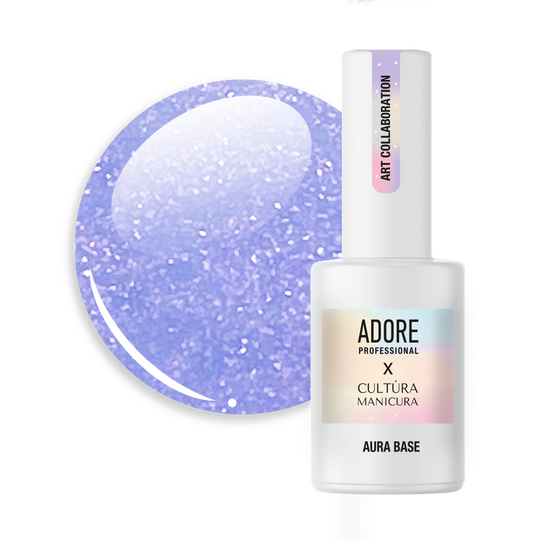 ADORE. Aura Base, №05, 8 ml. Кольорова база з шимером, фіолетова