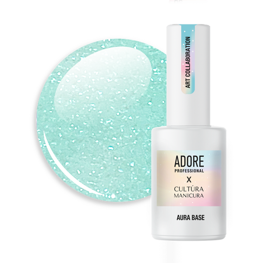 ADORE. Aura Base, №06, 8 ml. Кольорова база з шимером, м'ятно-зелена