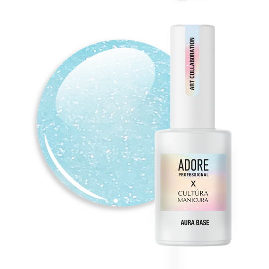 ADORE. Aura Base, №07, 8 ml. Кольорова база з шимером, ніжно-блакитна