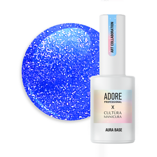 ADORE. Aura Base, №09, 8 ml. Кольорова база з шимером, синій індиго