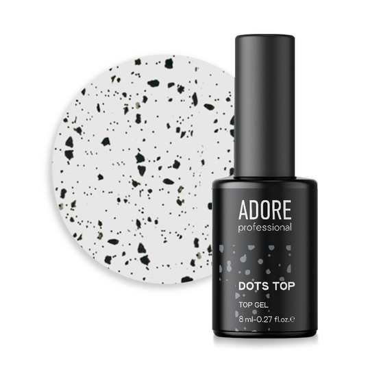 ADORE. Dot's Top coat, №02, Matte, 8 ml. Матовий топ з чорними крихтами