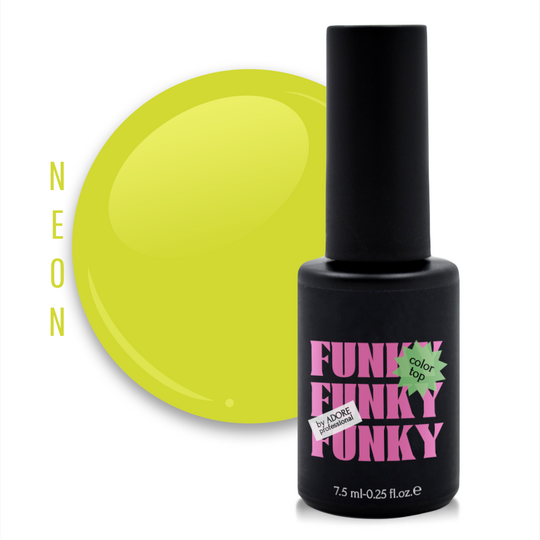 ADORE. Funky Color Top coat, №07, Lime, 8 ml. Вітражний топ, лимонний