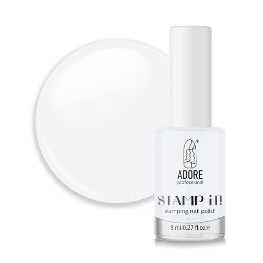 ADORE. Stamping nail polish, №1, Cocco, 8 ml. Лак для стемпінгу, білий