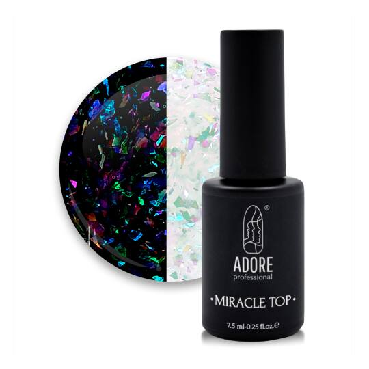 ADORE. Miracle Top coat, №09, Blue yuki, 8 ml. Топ з блакитними пластівцями Юкі