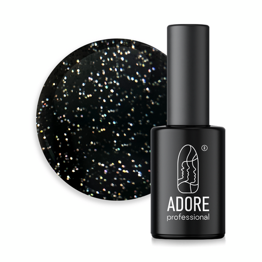 ADORE. Gel Polish, #234, Space, 8 ml. Гель-лак, чорний с глітером