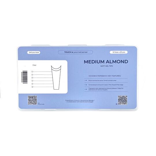 TOUCH. Soft Gel Tips, Medium almond, 240 pcs, Гелеві тіпси, 240 шт