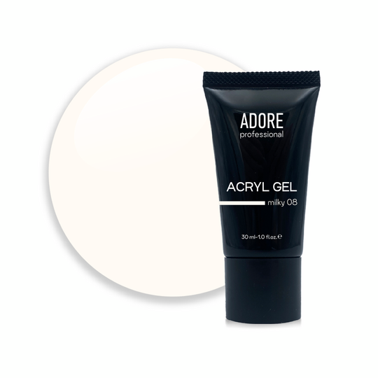 ADORE. Аcryl Gel, #08, milky, 30 ml, clear. Акрил-гель, молочний теплий