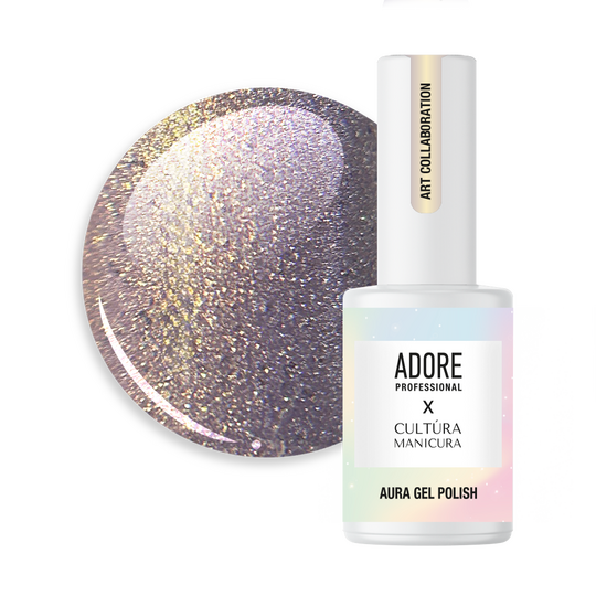 ADORE. Cat's Eye Gel Polish, #A-03, Fleur, 8 ml. Гель-лак скляне "котяче око"-хамелеон, золотаво-бузковий