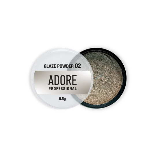 ADORE. Glaze Powder #02, 0.5 g. Дзеркальна втирка-глазур, срібляста
