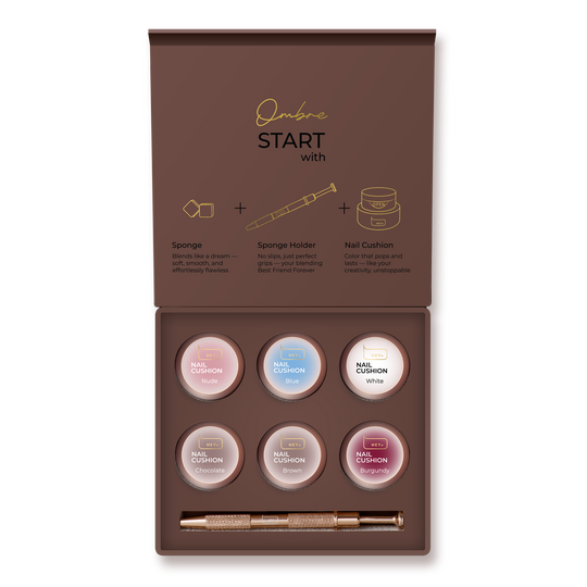 HEYLOVE. Nail Cushion set «Brown», 6 pcs, набір гелевих фарб для омбре, стемпінгу та малювання