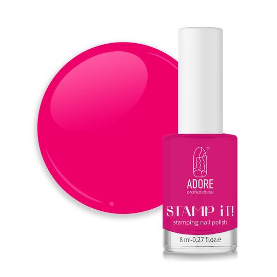 ADORE. Stamping nail polish, №20, Dolly, 8 ml. Лак для стемпінгу, яскраво-рожевий