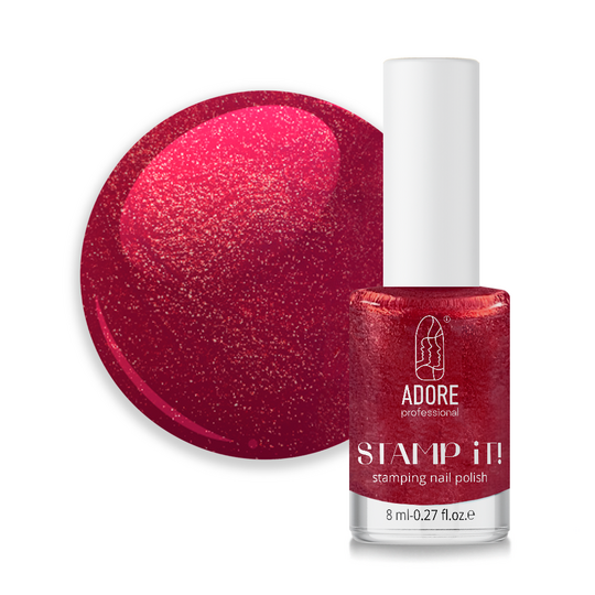 ADORE. Stamping nail polish, №11, Cherry, 8 ml. Лак для стемпінгу, перламутровий вишневий
