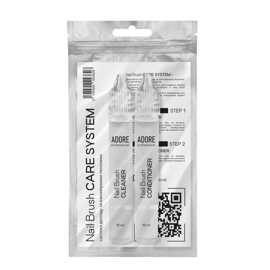 ADORE. Nail Brush CARE SYSTEM, 2*15 ml, Система догляду за пензлями