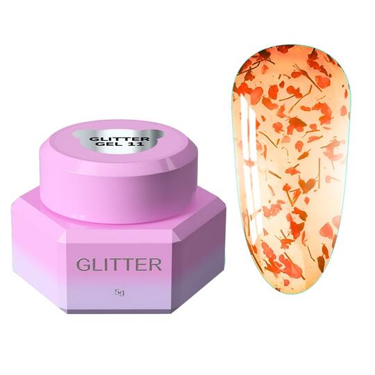 You Are Cute. Glitter Gel #11, 5 ml, Прозорий гель з сухоцвітами